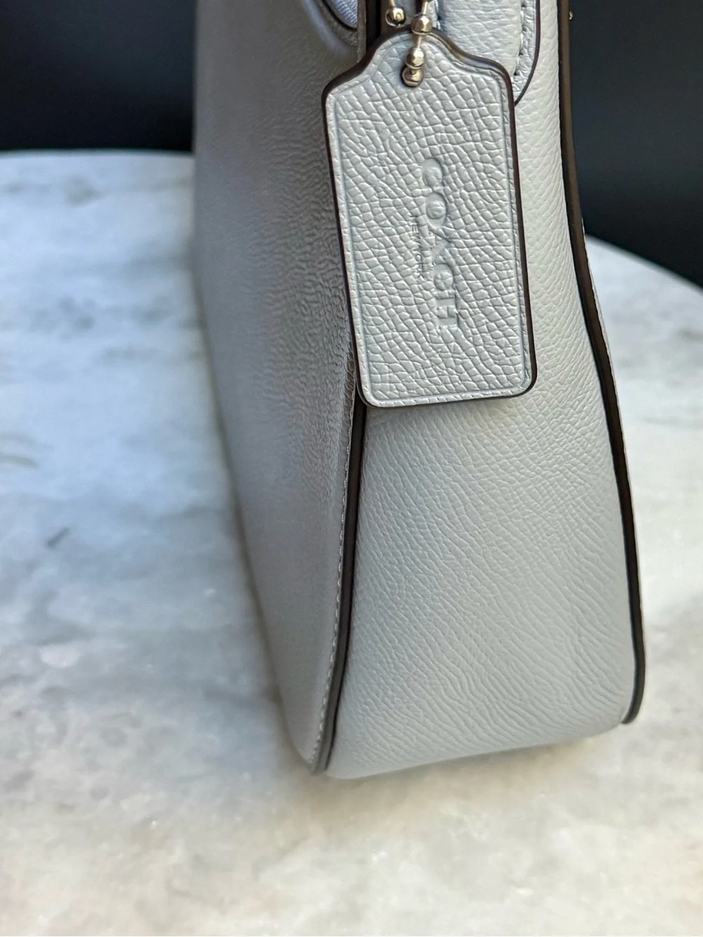 Coach Small Crossgrain Leather Hobo Crossbody Bag Grey Blue CJ842